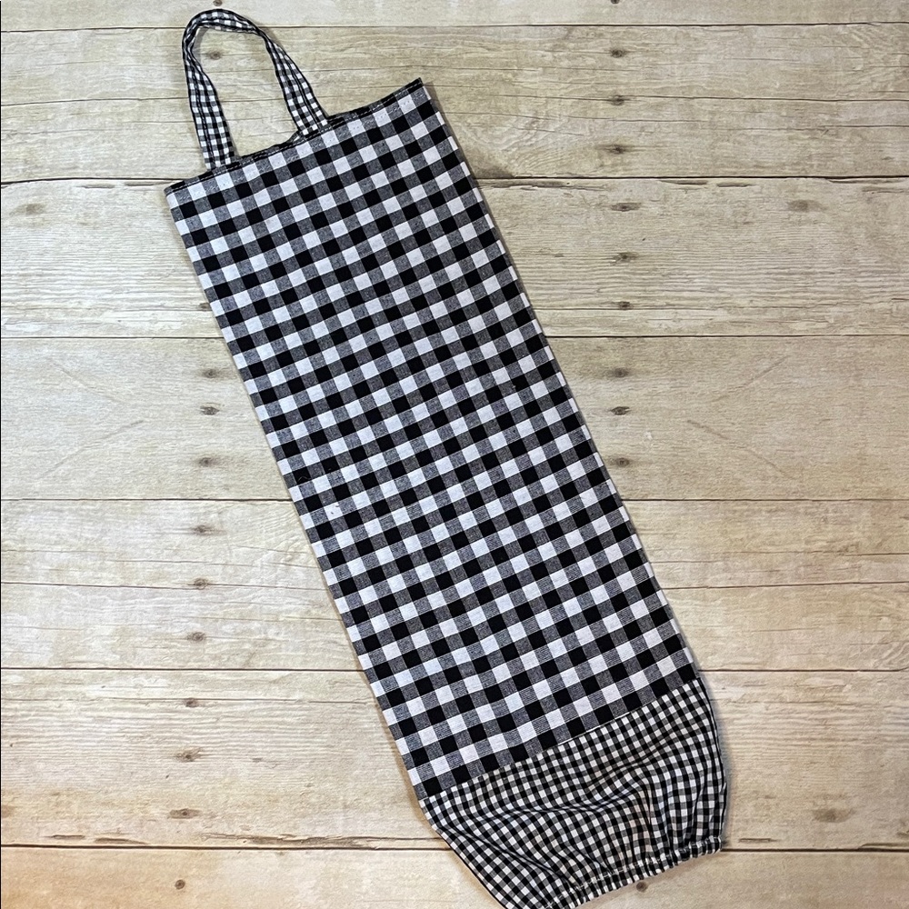 Grocery Bag Holder for Recycling Plastic Bags Black & White Buffalo Check